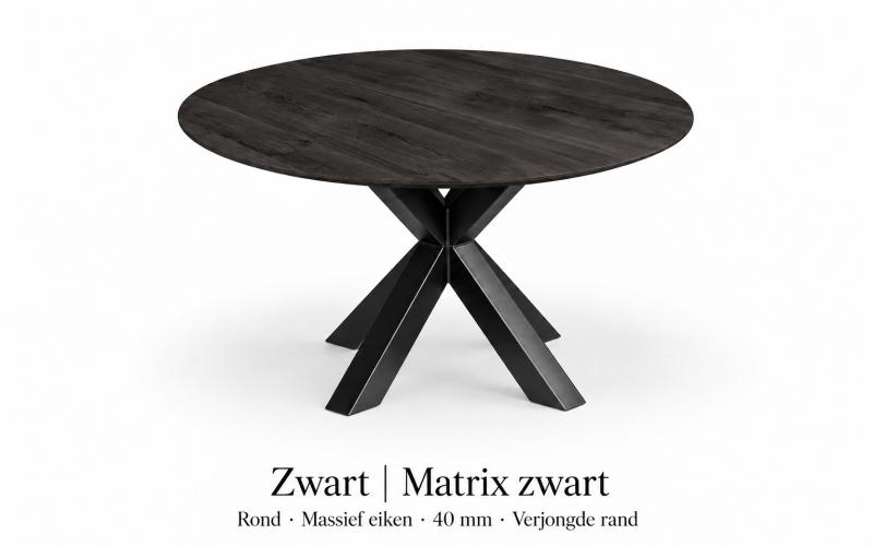 Ronde eiken eettafel 4 cm met verjongde rand &ndash; stel zelf samen